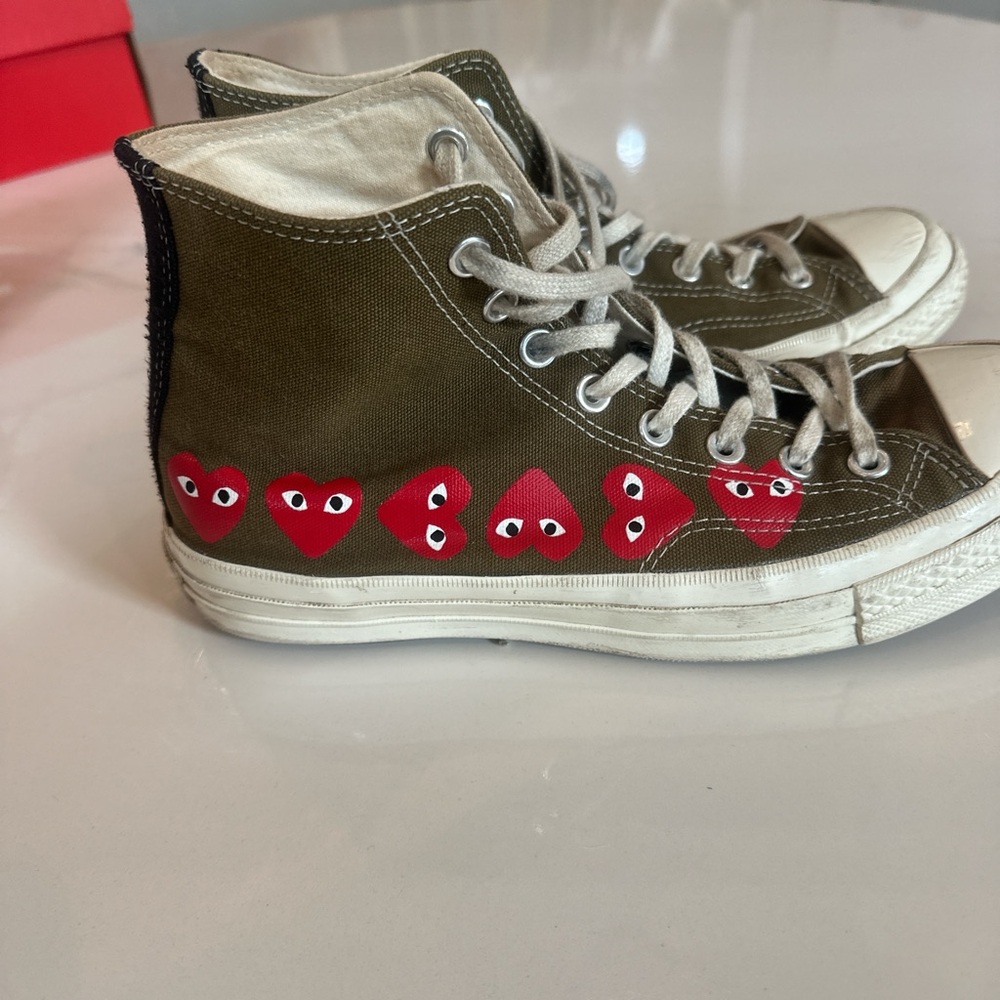 Comme des Garcones PLAY High-Top Sneakers with Red Heart Design